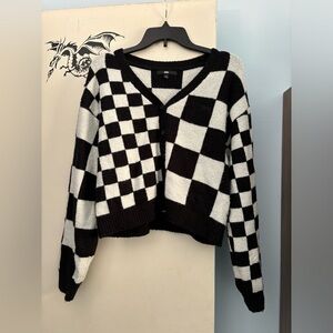 Vans Black and White Checkered Cardigan